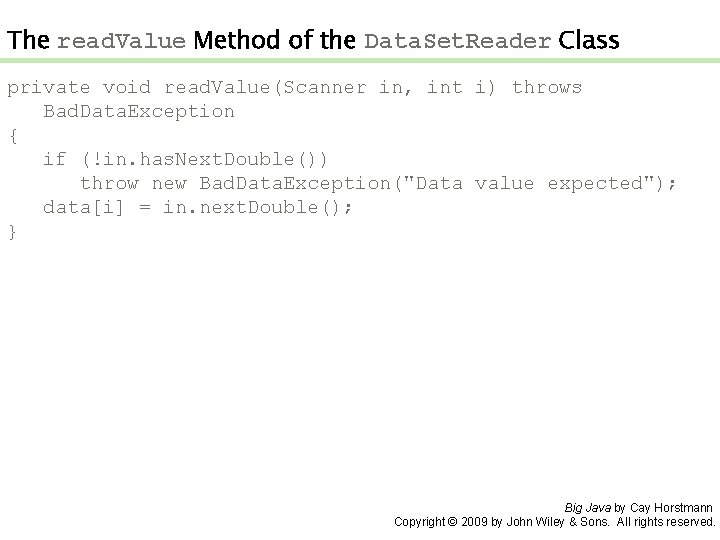 The read. Value Method of the Data. Set. Reader Class private void read. Value(Scanner