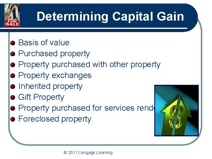 Determining Capital Gain Basis of value Purchased property Property purchased with other property Property
