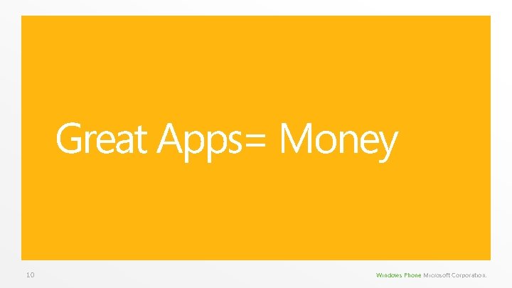 Great Apps= Money 10 Windows Phone Microsoft Corporation. Great Apps= Money 10 Windows Phone Microsoft Corporation.