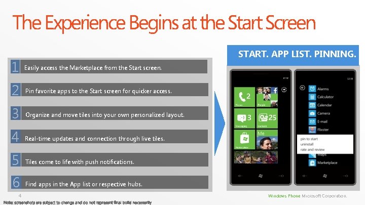 The Experience Begins at the Start Screen START. APP LIST. PINNING. 1 Easily access The Experience Begins at the Start Screen START. APP LIST. PINNING. 1 Easily access