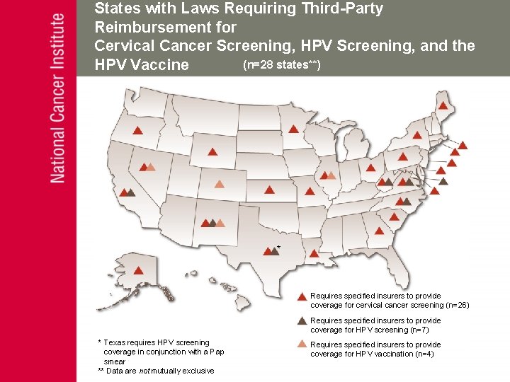 States with Laws Requiring Third-Party Reimbursement for Cervical Cancer Screening, HPV Screening, and the