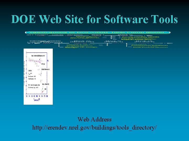 DOE Web Site for Software Tools Web Address http: //erendev. nrel. gov/buildings/tools_directory/ 