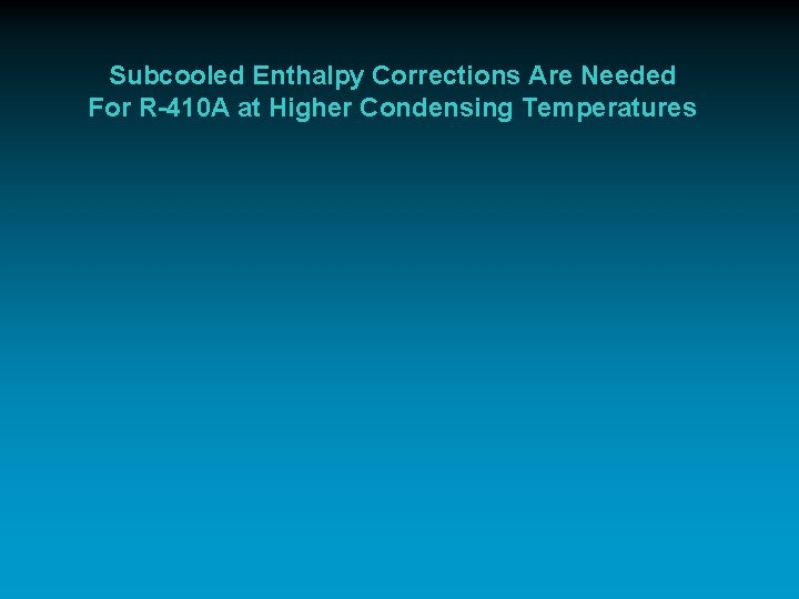Subcooled Enthalpy Corrections Are Needed For R-410 A at Higher Condensing Temperatures 