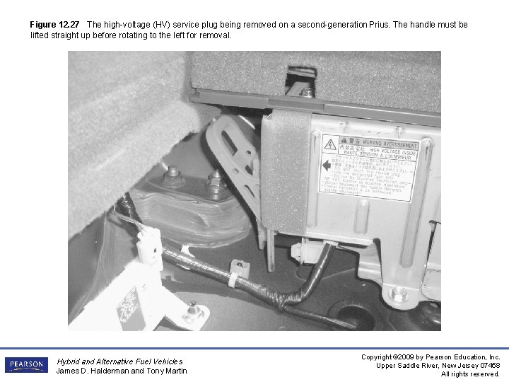 Figure 12. 27 The high-voltage (HV) service plug being removed on a second-generation Prius.