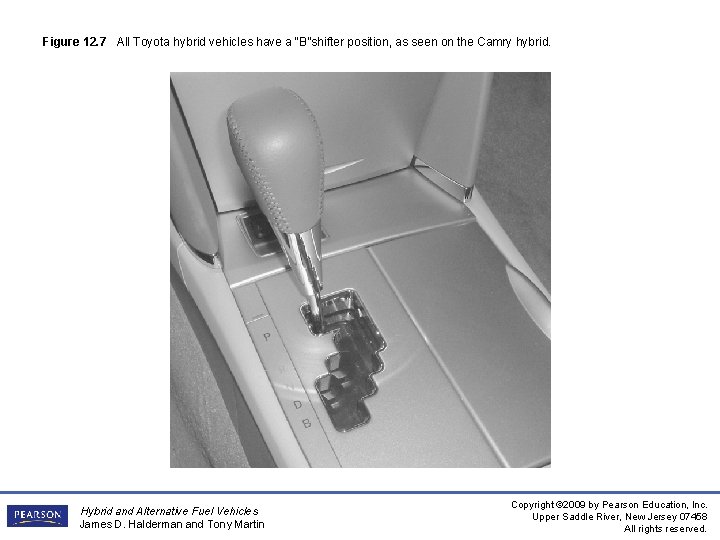 Figure 12. 7 All Toyota hybrid vehicles have a “B”shifter position, as seen on