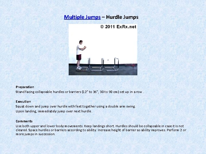 Multiple Jumps – Hurdle Jumps Preparation Stand facing collapsable hurdles or barriers (12" to