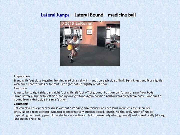 Lateral Jumps – Lateral Bound – medicine ball Preparation Stand with feet close together