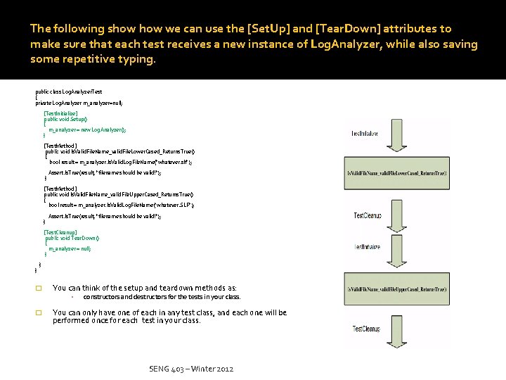 The following show we can use the [Set. Up] and [Tear. Down] attributes to