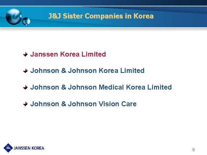 J&J Sister Companies in Korea Janssen Korea Limited Johnson & Johnson Medical Korea Limited