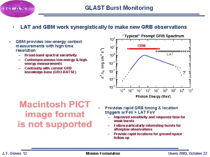 GLAST Burst Monitoring • • LAT and GBM work synergistically to make new GRB