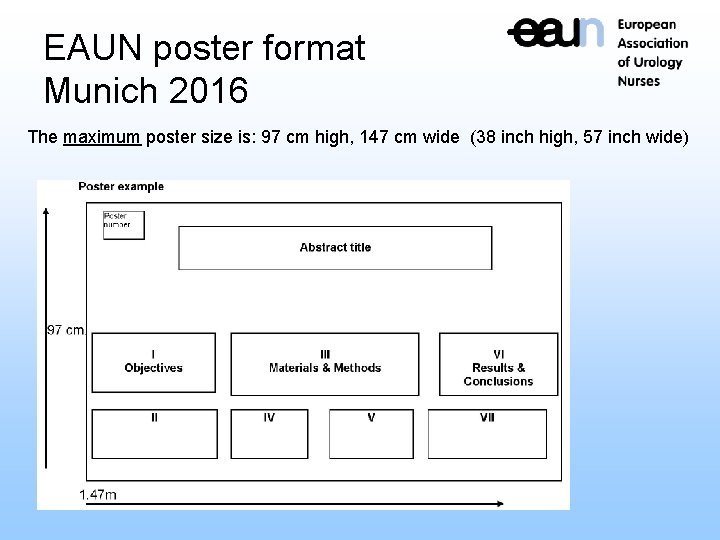 EAUN poster format Munich 2016 The maximum poster size is: 97 cm high, 147