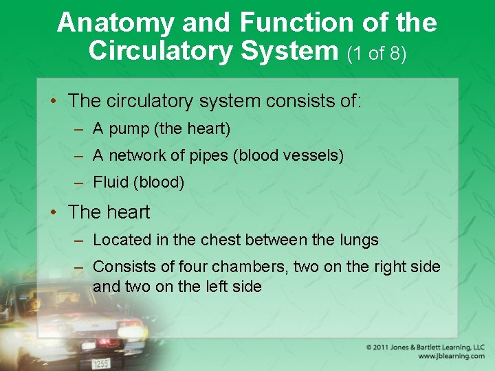 Anatomy and Function of the Circulatory System (1 of 8) • The circulatory system