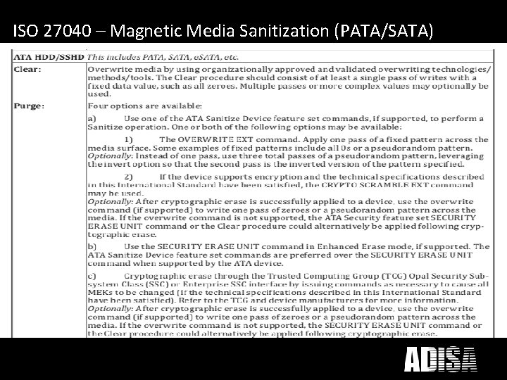 What does ICT Disposal mean to you? ISO 27040 – Magnetic Media Sanitization (PATA/SATA)