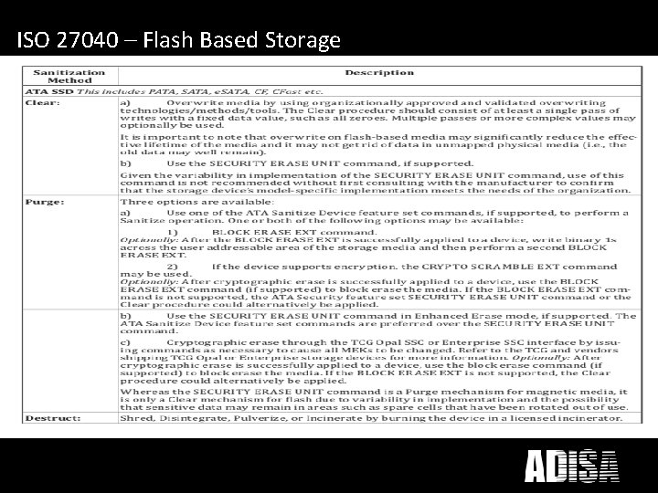 What does ICT Disposal mean to you? ISO 27040 – Flash Based Storage 