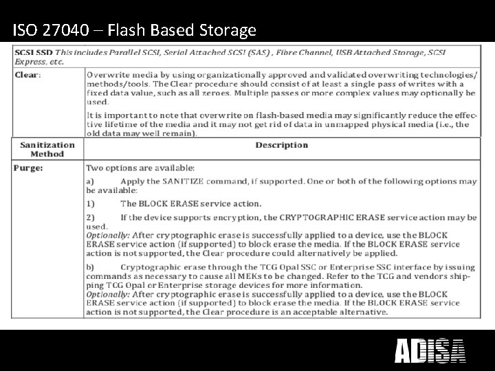 What does ICT Disposal mean to you? ISO 27040 – Flash Based Storage 