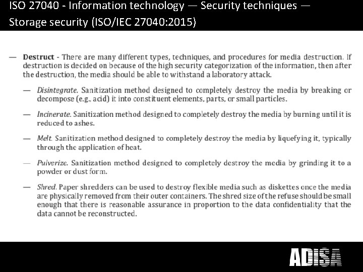 ISO 27040 - Information technology — Security techniques — What does ICT Disposal mean