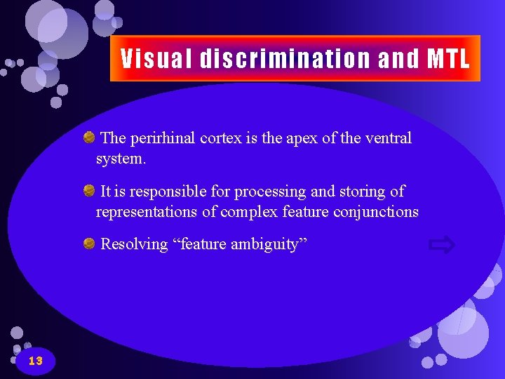 Visual discrimination and MTL The perirhinal cortex is the apex of the ventral system. Visual discrimination and MTL The perirhinal cortex is the apex of the ventral system.