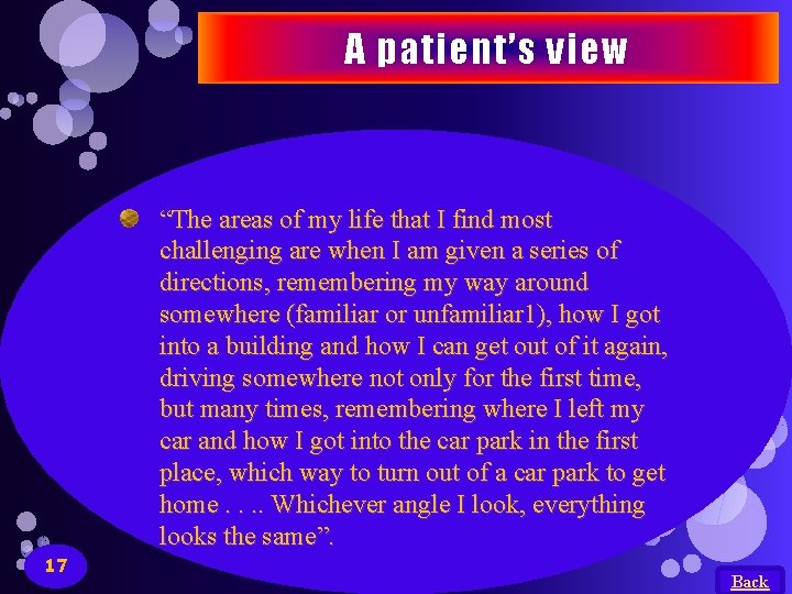 A patient’s view “The areas of my life that I find most challenging are A patient’s view “The areas of my life that I find most challenging are