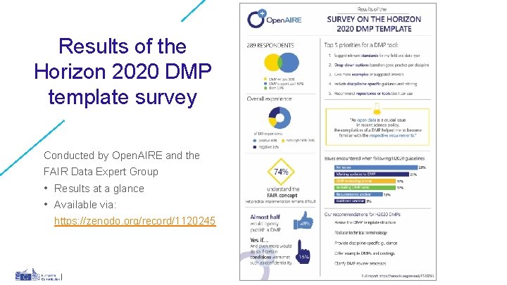 Results of the Horizon 2020 DMP template survey Conducted by Open. AIRE and the