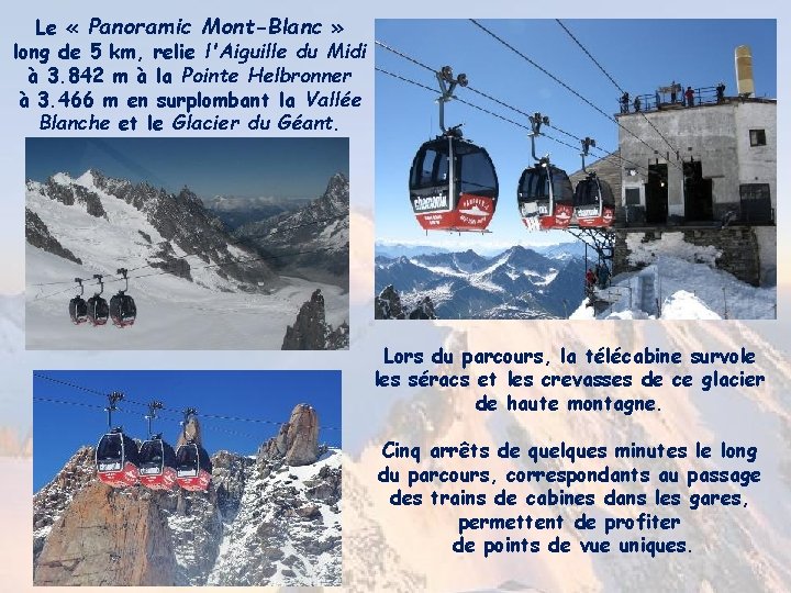 Le « Panoramic Mont-Blanc » long de 5 km, relie l'Aiguille du Midi à