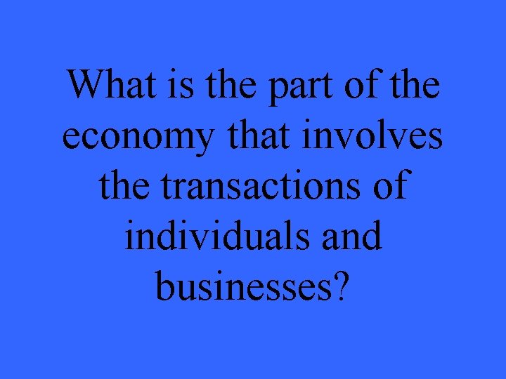 What is the part of the economy that involves the transactions of individuals and