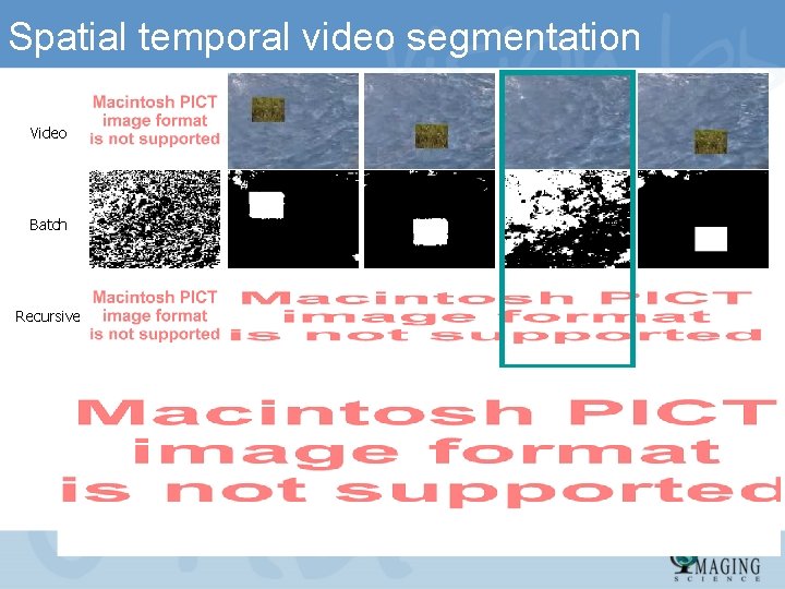 Spatial temporal video segmentation Video Batch Recursive 