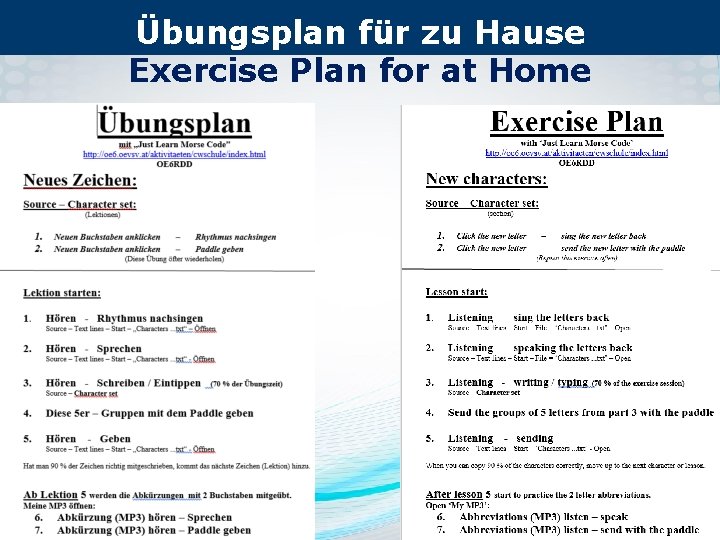 Übungsplan für zu Hause Exercise Plan for at Home 20 