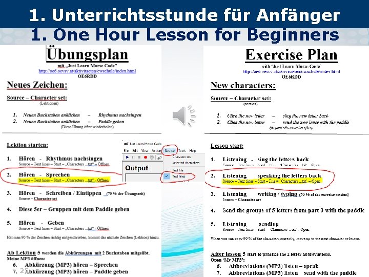 1. Unterrichtsstunde für Anfänger 1. One Hour Lesson for Beginners 25 