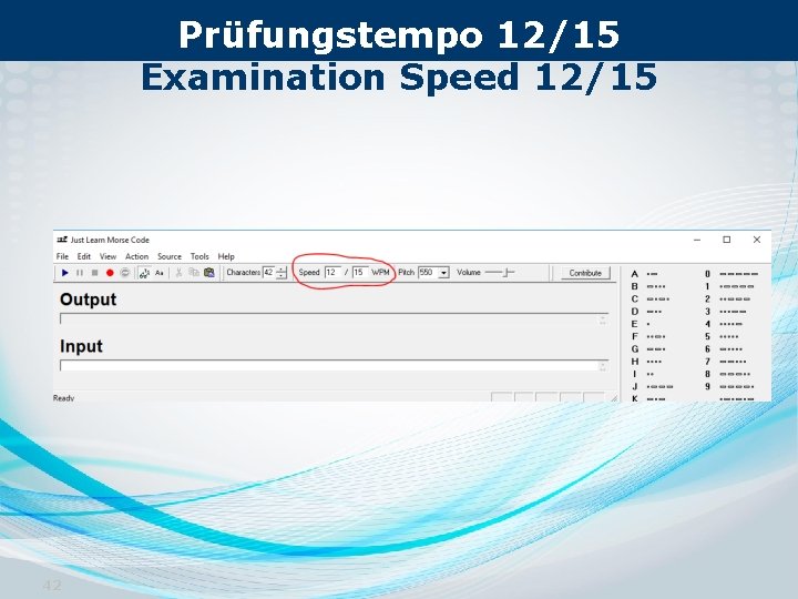 Prüfungstempo 12/15 Examination Speed 12/15 42 