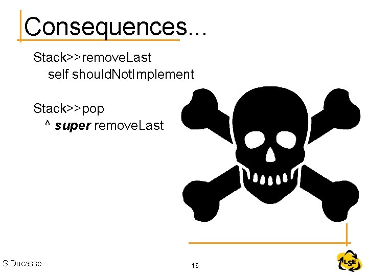 Consequences. . . Stack>>remove. Last self should. Not. Implement Stack>>pop ^ super remove. Last