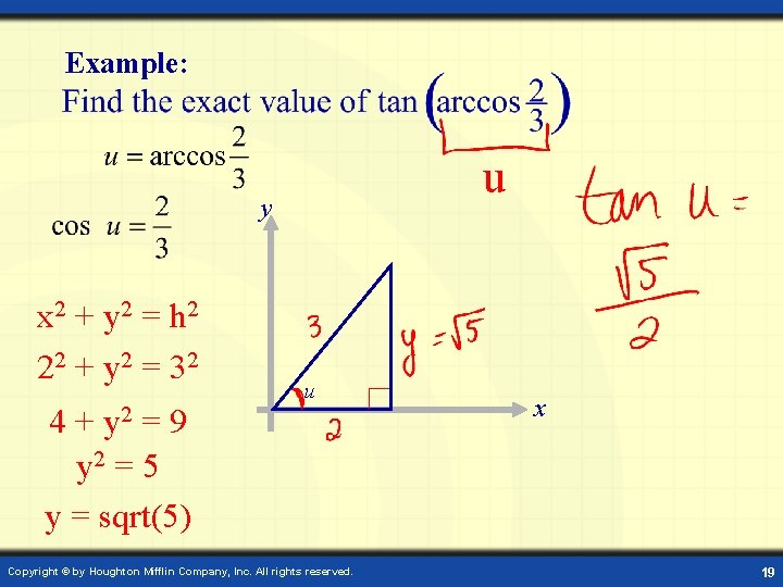 Example: u y x 2 + y 2 = h 2 22 + y