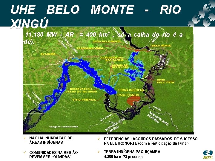 UHE BELO MONTE - RIO XINGÚ (P = 11. 180 MW - AR =