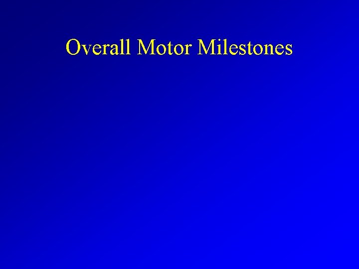 Overall Motor Milestones 