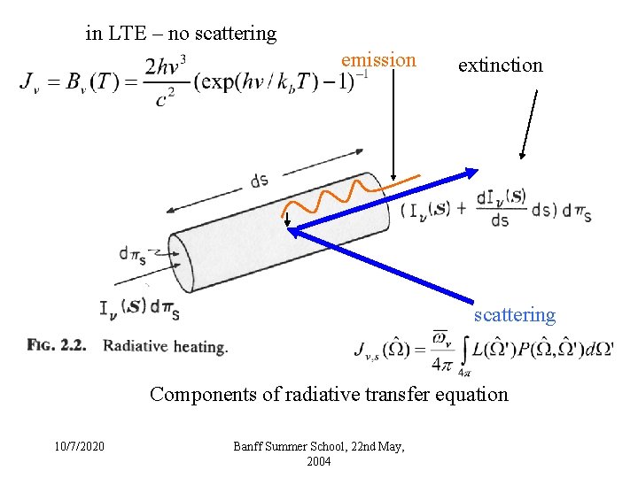 in LTE – no scattering emission extinction scattering Components of radiative transfer equation 10/7/2020 in LTE – no scattering emission extinction scattering Components of radiative transfer equation 10/7/2020