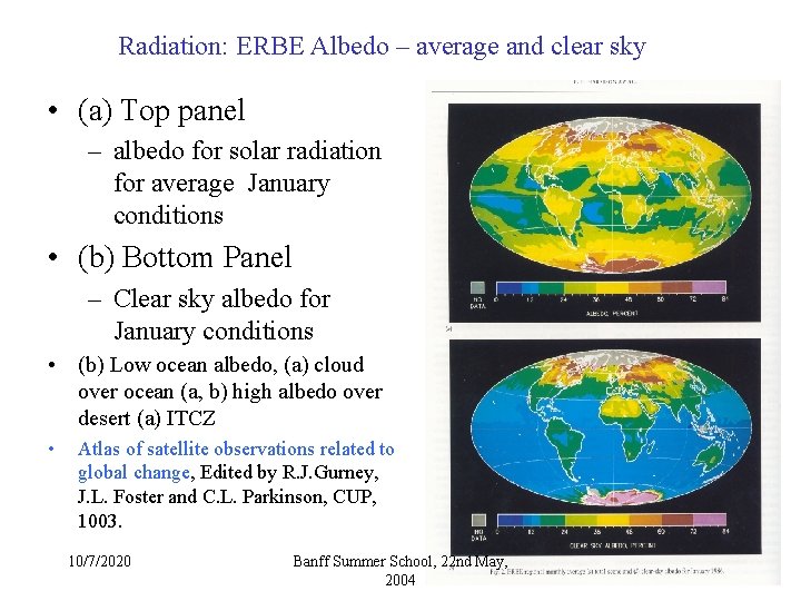 Radiation: ERBE Albedo – average and clear sky • (a) Top panel – albedo Radiation: ERBE Albedo – average and clear sky • (a) Top panel – albedo
