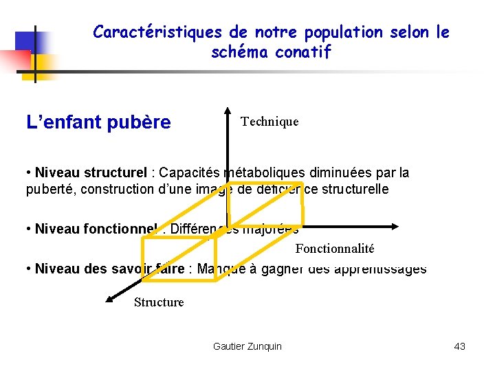 Caractéristiques de notre population selon le schéma conatif L’enfant pubère Technique • Niveau structurel