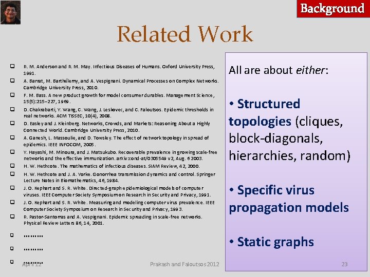Background Related Work q q q q R. M. Anderson and R. M. May.