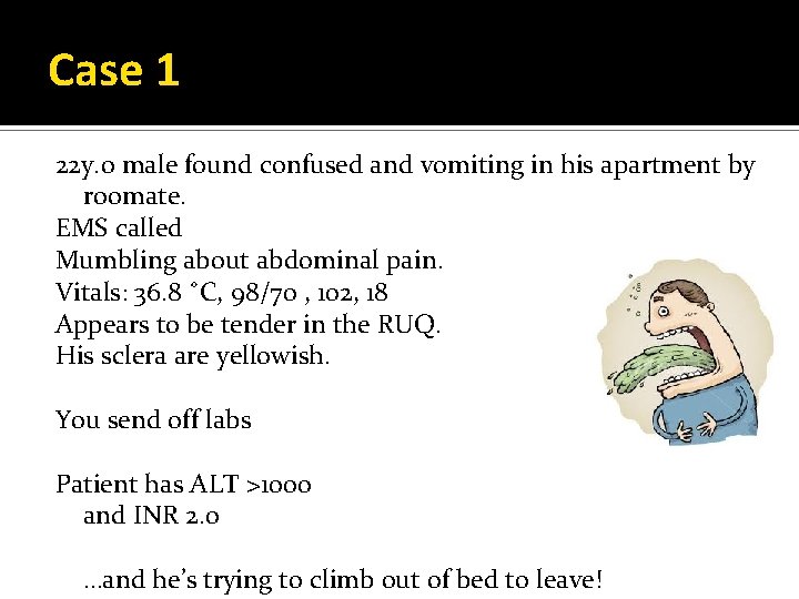 Case 1 22 y. o male found confused and vomiting in his apartment by