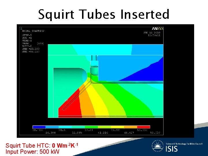 Squirt Tubes Inserted Squirt Tube HTC: 0 Wm-2 K-1 Input Power: 500 k. W