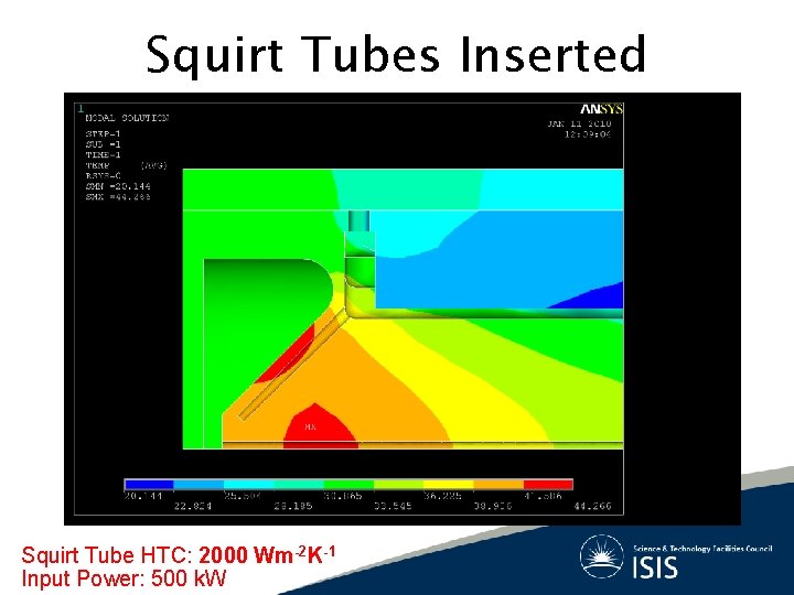 Squirt Tubes Inserted Squirt Tube HTC: 2000 Wm-2 K-1 Input Power: 500 k. W