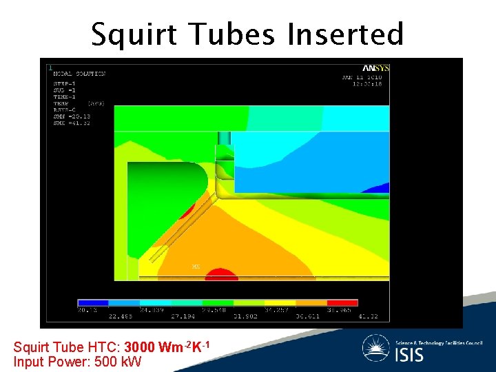 Squirt Tubes Inserted Squirt Tube HTC: 3000 Wm-2 K-1 Input Power: 500 k. W