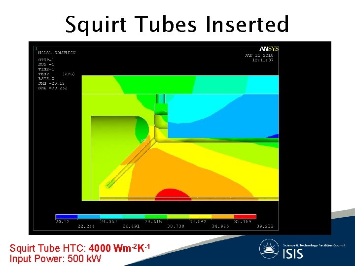 Squirt Tubes Inserted Squirt Tube HTC: 4000 Wm-2 K-1 Input Power: 500 k. W