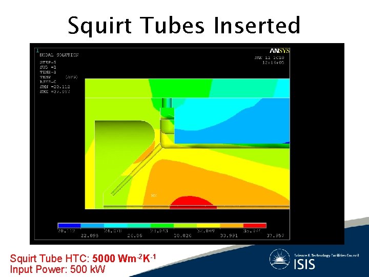 Squirt Tubes Inserted Squirt Tube HTC: 5000 Wm-2 K-1 Input Power: 500 k. W