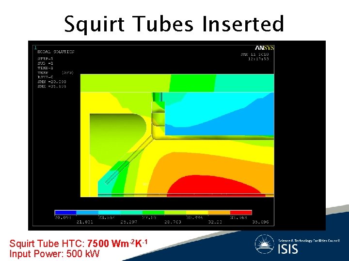 Squirt Tubes Inserted Squirt Tube HTC: 7500 Wm-2 K-1 Input Power: 500 k. W