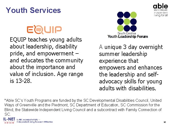 Youth Services EQUIP teaches young adults about leadership, disability pride, and empowerment – and