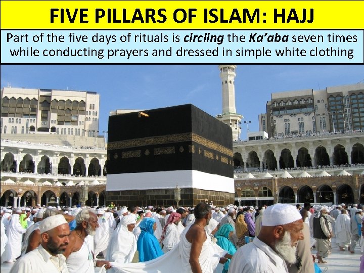 FIVE PILLARS OF ISLAM: HAJJ Part of the five days of rituals is circling