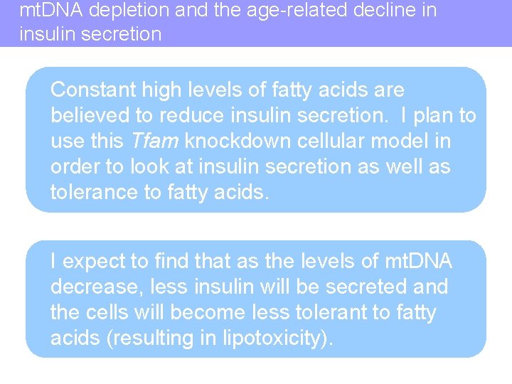 mt. DNA depletion and the age-related decline in insulin secretion Constant high levels of