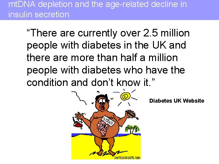 mt. DNA depletion and the age-related decline in insulin secretion “There are currently over