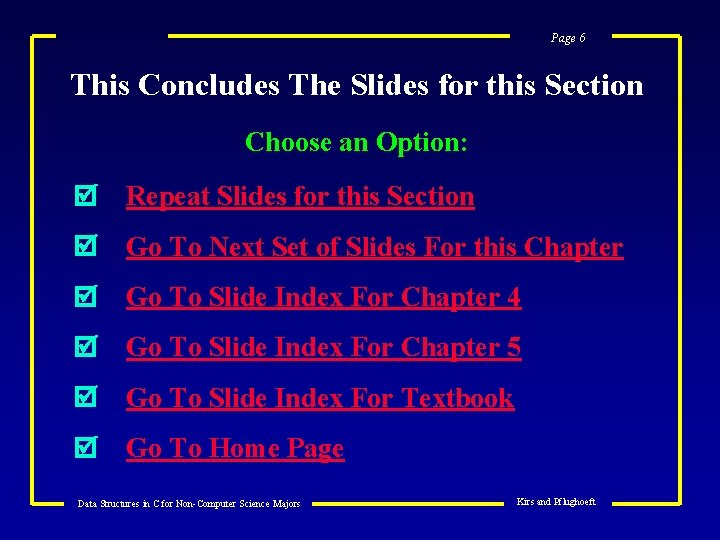 Page 6 This Concludes The Slides for this Section Choose an Option: Repeat Slides