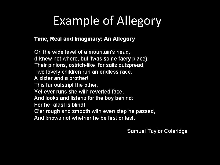 Example of Allegory Time, Real and Imaginary: An Allegory On the wide level of